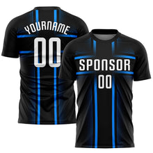 Load image into Gallery viewer, Custom Black White-Light Blue Sublimation Soccer Uniform Jersey
