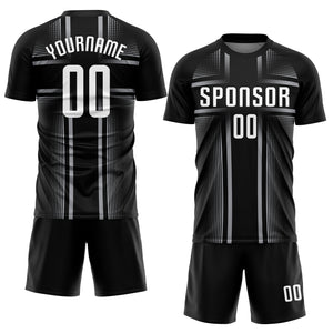 Custom Black White-Gray Sublimation Soccer Uniform Jersey