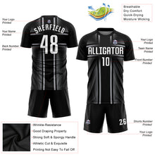 Load image into Gallery viewer, Custom Black White-Gray Sublimation Soccer Uniform Jersey

