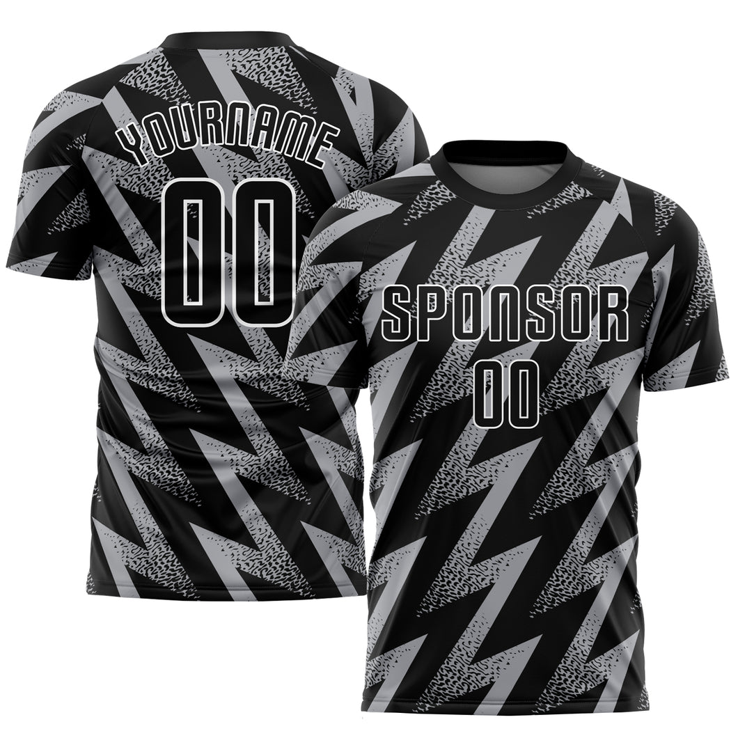 Custom Gray Black-White Sublimation Soccer Uniform Jersey