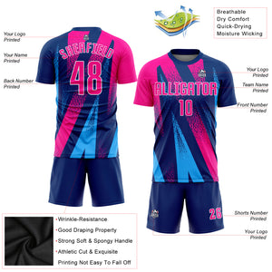 Custom Figure Pink-Royal Sublimation Soccer Uniform Jersey