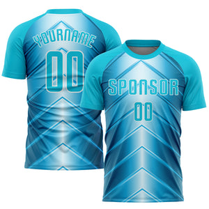 Custom Sky Blue Lakes Blue-White Sublimation Soccer Uniform Jersey