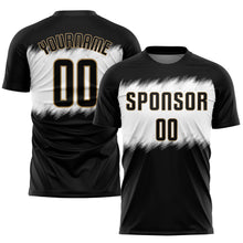 Load image into Gallery viewer, Custom Black Black-Old Gold Sublimation Soccer Uniform Jersey
