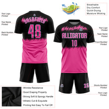Load image into Gallery viewer, Custom Black Pink-Light Blue Sublimation Soccer Uniform Jersey
