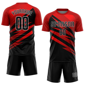 Custom Red Black-White Sublimation Soccer Uniform Jersey