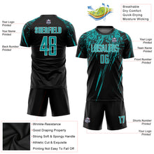 Load image into Gallery viewer, Custom Black Aqua-White Sublimation Soccer Uniform Jersey
