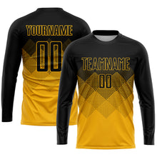 Load image into Gallery viewer, Custom Gold Black Sublimation Soccer Uniform Jersey
