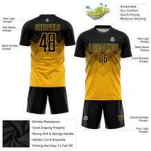 Load image into Gallery viewer, Custom Gold Black Sublimation Soccer Uniform Jersey
