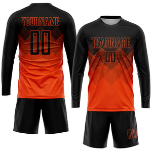 Custom Orange Black Sublimation Soccer Uniform Jersey