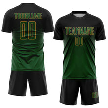 Load image into Gallery viewer, Custom Black Green-Old Gold Sublimation Soccer Uniform Jersey
