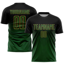 Load image into Gallery viewer, Custom Black Green-Old Gold Sublimation Soccer Uniform Jersey
