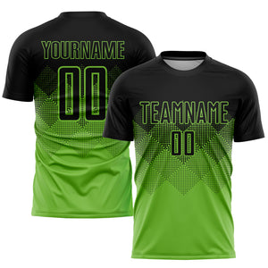 Custom Neon Green Black Sublimation Soccer Uniform Jersey