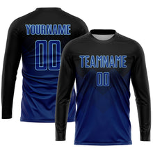 Load image into Gallery viewer, Custom Black US Navy Blue-Light Blue Sublimation Soccer Uniform Jersey
