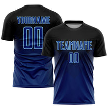 Load image into Gallery viewer, Custom Black US Navy Blue-Light Blue Sublimation Soccer Uniform Jersey
