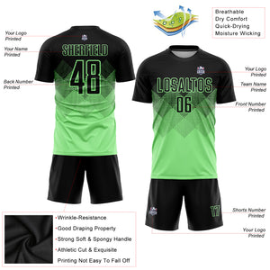 Custom Pea Green Black Sublimation Soccer Uniform Jersey