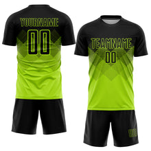 Load image into Gallery viewer, Custom Neon Green Black Sublimation Soccer Uniform Jersey
