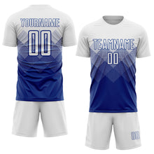 Load image into Gallery viewer, Custom Royal White Sublimation Soccer Uniform Jersey
