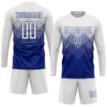 Load image into Gallery viewer, Custom Royal White Sublimation Soccer Uniform Jersey
