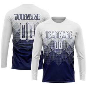 Custom Navy White Sublimation Soccer Uniform Jersey