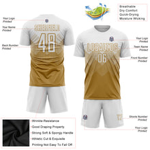 Load image into Gallery viewer, Custom Old Gold White Sublimation Soccer Uniform Jersey
