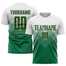 Load image into Gallery viewer, Custom White Kelly Green-Old Gold Sublimation Soccer Uniform Jersey
