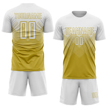 Load image into Gallery viewer, Custom Old Gold White Sublimation Soccer Uniform Jersey
