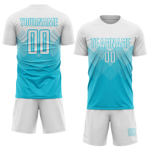 Custom Lakes Blue White Sublimation Soccer Uniform Jersey