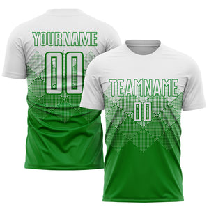 Custom Grass Green White Sublimation Soccer Uniform Jersey