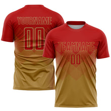Load image into Gallery viewer, Custom Old Gold Red Sublimation Soccer Uniform Jersey
