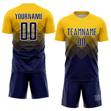 Load image into Gallery viewer, Custom Gold Navy-White Sublimation Soccer Uniform Jersey
