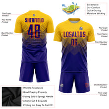 Load image into Gallery viewer, Custom Gold Purple-Orange Sublimation Soccer Uniform Jersey
