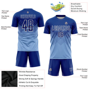 Custom Light Blue Royal-Cream Sublimation Soccer Uniform Jersey