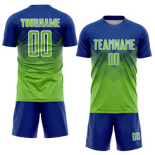 Load image into Gallery viewer, Custom Royal Neon Green-White Sublimation Soccer Uniform Jersey
