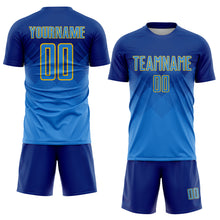 Load image into Gallery viewer, Custom Royal Powder Blue-Gold Sublimation Soccer Uniform Jersey
