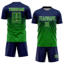 Load image into Gallery viewer, Custom Navy Grass Green-Cream Sublimation Soccer Uniform Jersey
