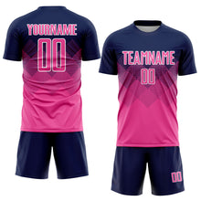 Load image into Gallery viewer, Custom Navy Pink-White Sublimation Soccer Uniform Jersey
