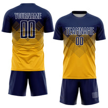 Load image into Gallery viewer, Custom Gold Navy-White Sublimation Soccer Uniform Jersey
