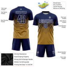 Load image into Gallery viewer, Custom Old Gold Navy-White Sublimation Soccer Uniform Jersey
