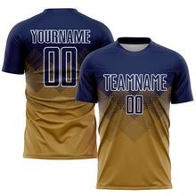 Load image into Gallery viewer, Custom Old Gold Navy-White Sublimation Soccer Uniform Jersey
