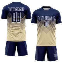 Load image into Gallery viewer, Custom Cream Navy-White Sublimation Soccer Uniform Jersey
