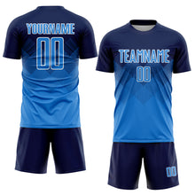 Load image into Gallery viewer, Custom Navy Powder Blue-White Sublimation Soccer Uniform Jersey
