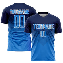 Load image into Gallery viewer, Custom Navy Powder Blue-White Sublimation Soccer Uniform Jersey
