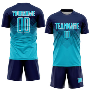 Custom Navy Lakes Blue-White Sublimation Soccer Uniform Jersey