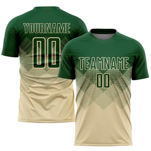 Custom Cream Green Sublimation Soccer Uniform Jersey