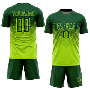 Custom Neon Green Green Sublimation Soccer Uniform Jersey