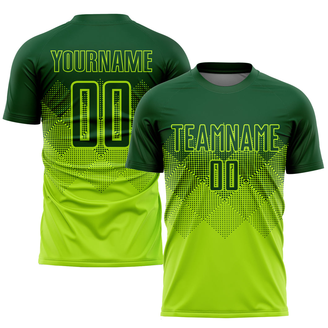 Custom Neon Green Green Sublimation Soccer Uniform Jersey