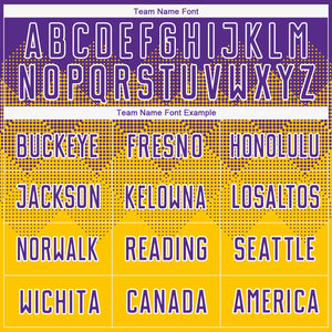 Custom Gold Purple-White Sublimation Soccer Uniform Jersey