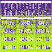 Load image into Gallery viewer, Custom Neon Green Purple-White Sublimation Soccer Uniform Jersey

