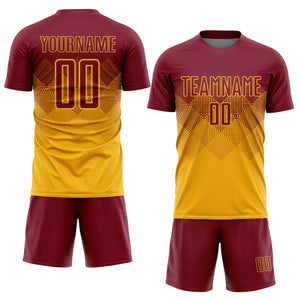 Custom Gold Crimson Sublimation Soccer Uniform Jersey