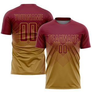 Custom Old Gold Crimson Sublimation Soccer Uniform Jersey